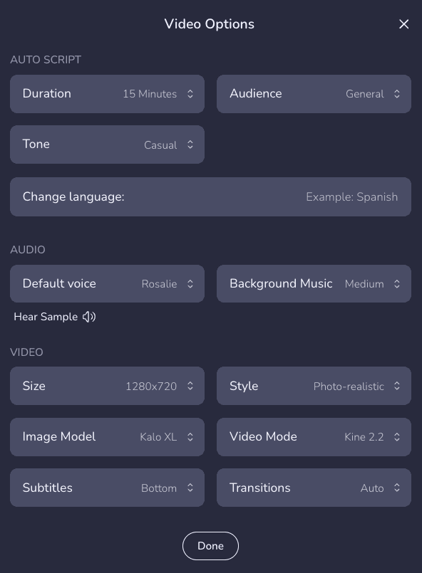 Step 1 script options