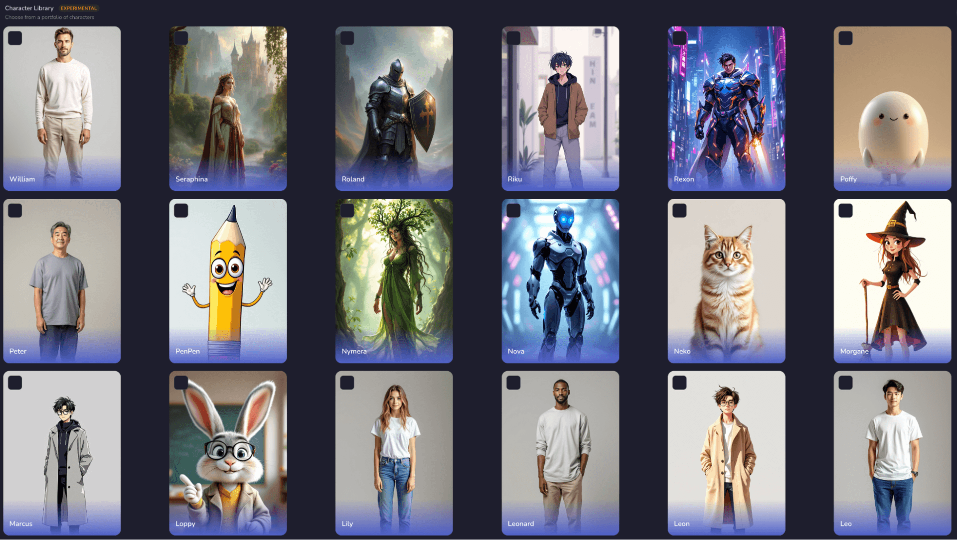 Step 2 character setup