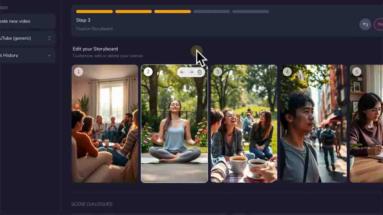 Cinematic AI video output with camera movement and transitions
