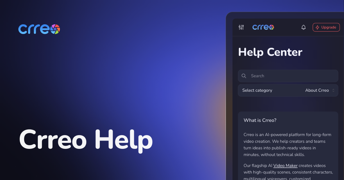 Crreo AI | Help Center - Video Creation Support & Guides